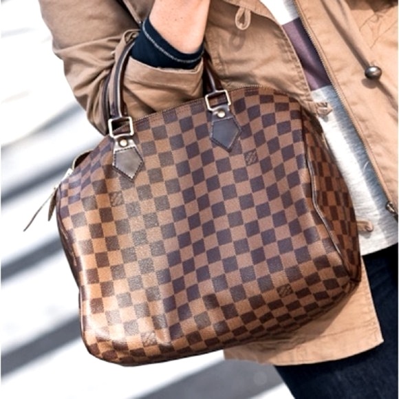LOUIS VUITTON Brown Damier Ebene Canvas & Leather Speedy 35 Satchel - Picture 1 of 16